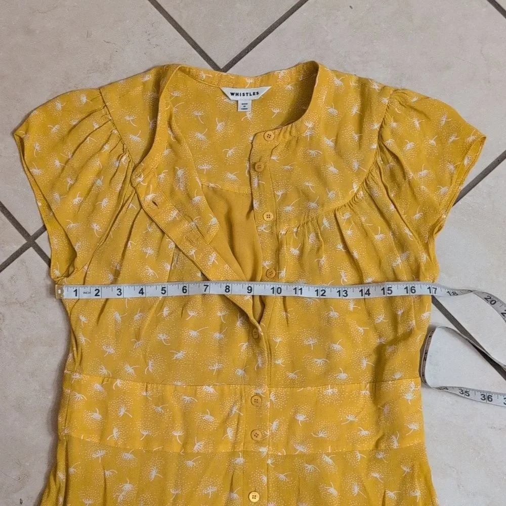 Whisltes Isla Dandelion Midi Dress Yellow Button Front Size 10